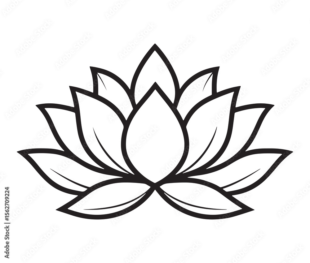 Line art lotus flower isolated on white background. Minimalist lotus outline. Line art lotus flower isolated on white background. Minimalist lotus outline.