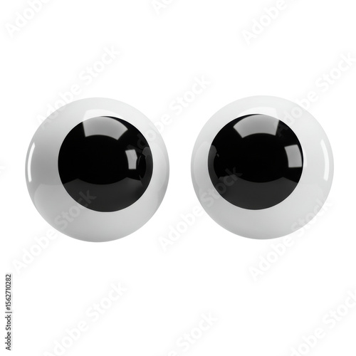 3D realistic googly eyes for fun, toy, decoration, or cartoon concept isolated on a transparent background, png, cutout