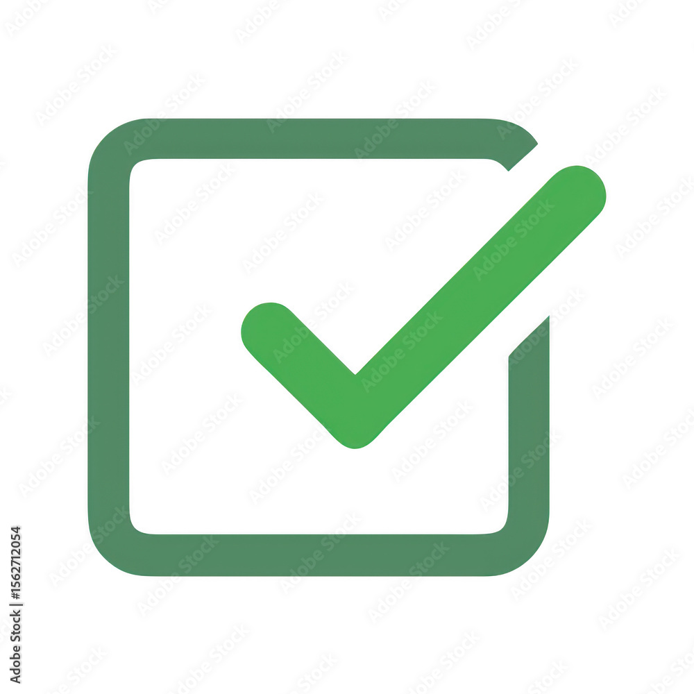 Green check mark inside square box isolated on transparent background Green check mark inside square box isolated on transparent background