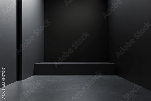 Wallpaper Mural A minimalist, dark room with a low, black platform Torontodigital.ca