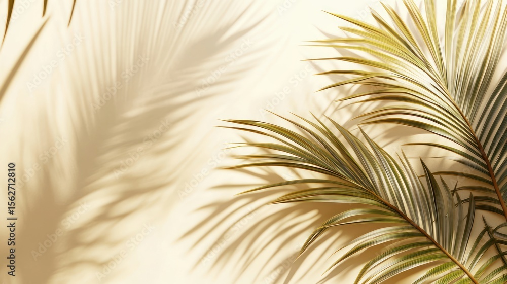 Fototapeta premium Golden Hour Palm Shadows: A Tropical Minimalist Image