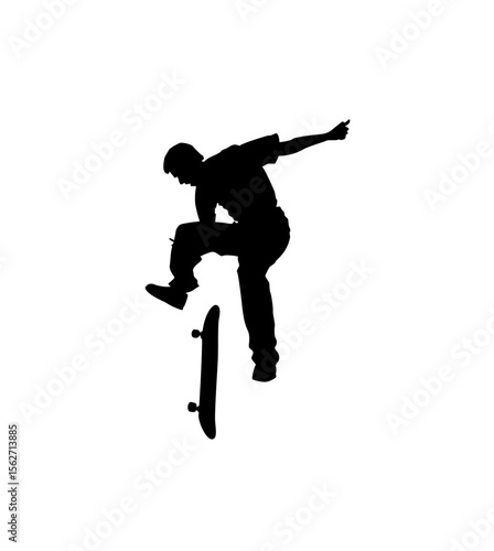 Silhouette of a skateboarder executing a daring mid-air trick, showcasing athleticism and skill.