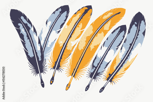 Watercolor Feathers-Colorful Quill Pens-Artistic Feather Illustration-Rainbow Feather Design-Bohemian Feather Decor-Creative Feather Art-Vibrant Quill Collection