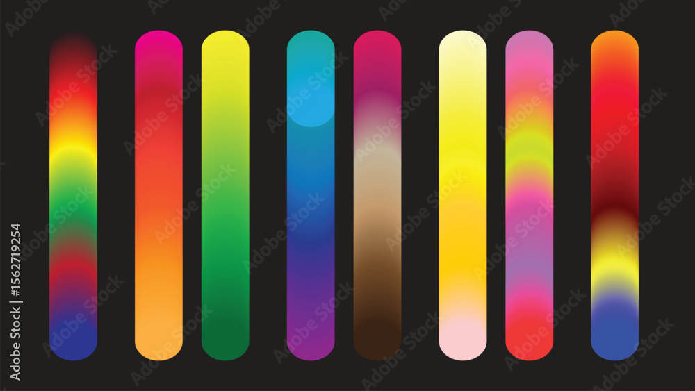 Fototapeta premium Colorful gradient bars with rounded edges on a dark background