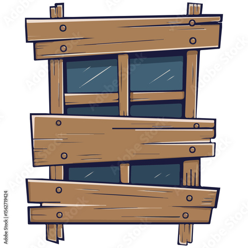 Abandoned broken window vector illustration