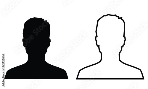 Silhouette and outline of a human head and shoulders