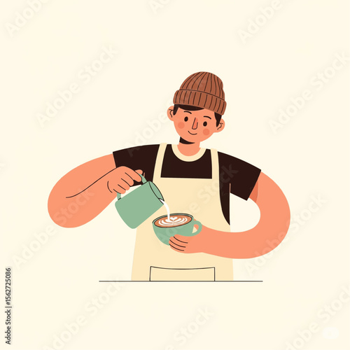cartoon barista character