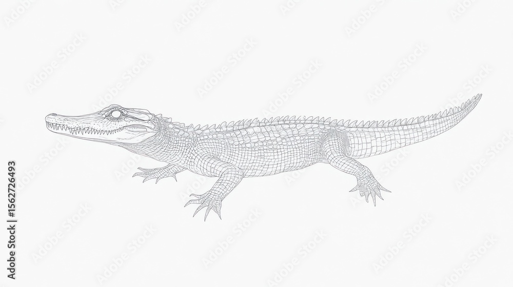 Naklejka premium Side view of a young alligator