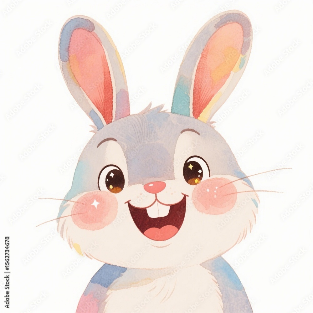 Fototapeta premium Happy Bunny Cute Watercolor Illustration
