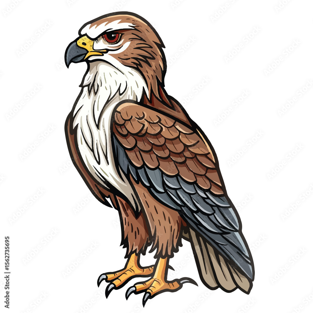 Fototapeta premium Detailed Illustration of a Majestic Hawk with Intense Gaze and Sharp Talons