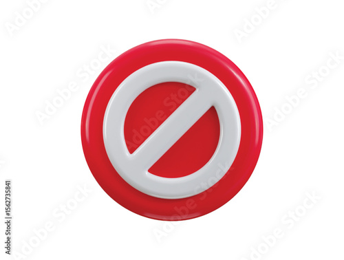 Restricted or banned button icon 3d render concept of warning or stop symbol, safety danger icon vector illustration
