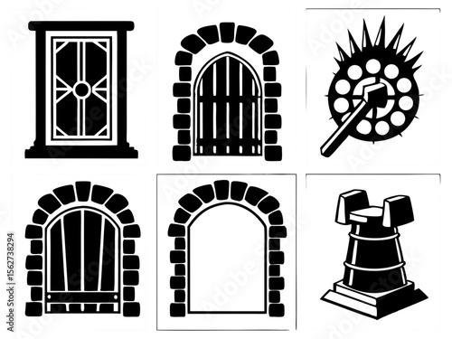 Collection of fantasy and medieval style doors gates and architectural elements