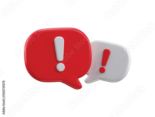 Speech bubble icon with alert notice icon 3d render concept of dander message, spam message notification icon vector illustration