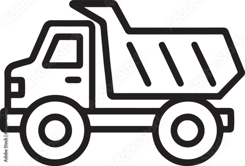 linear dump truck silhouette logo design vector illustration