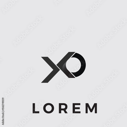 Abstract logo icon of written alphabet letters XO