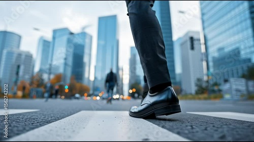 オフィス街を歩くビジネスマンの動画