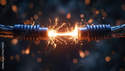 Electrical short circuit with sparks