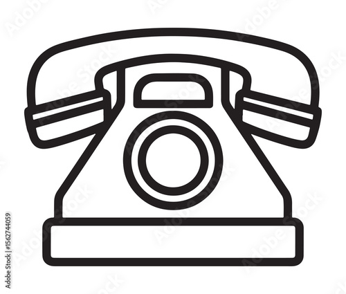 Vintage rotary telephone icon in black and white.