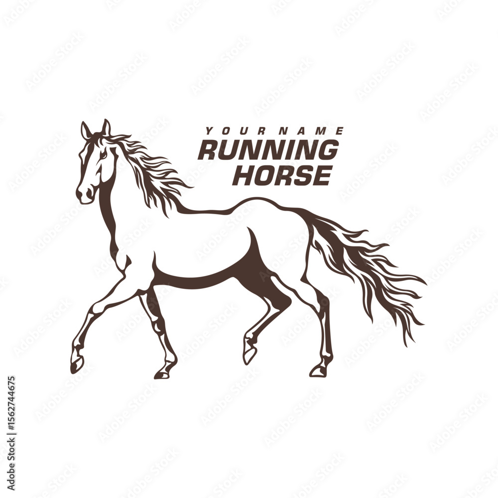 Fototapeta premium Running Horse logo design vector. Silhouette Horse Template Illustration. Icon Symbol