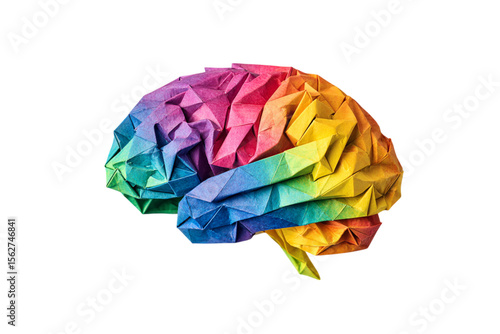 Colorful origami brain symbolizing creativity and ideas