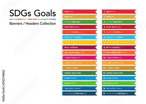 Versatile SDGs Banner Collection: Numbered & Unnumbered with Goal Titles (Japanese Version)