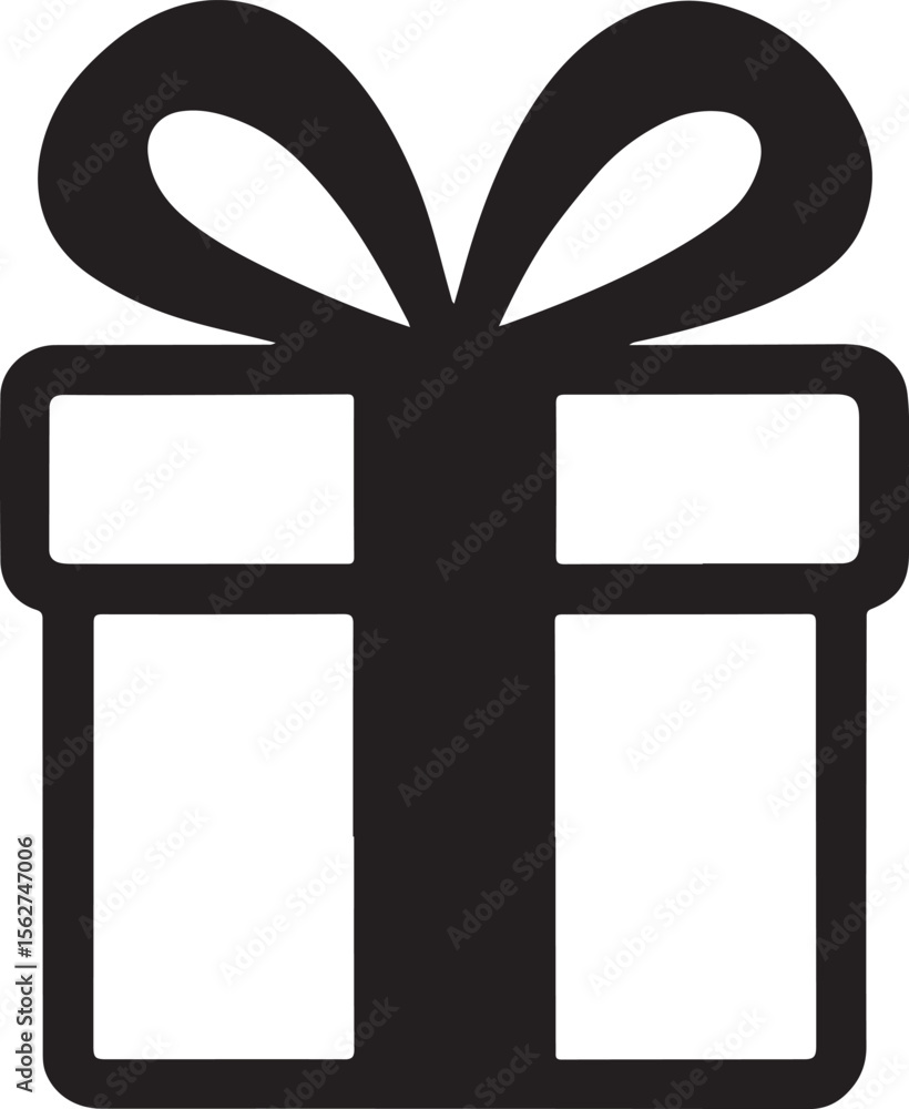 Obraz premium A Black Silhouette Depiction of a Gift Box with Ribbon a Symbol of Celebration and Festivity