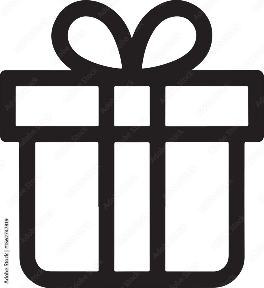 Obraz premium A Simple Line Drawing of a Wrapped Present with a Bow on Top Ready for Giving