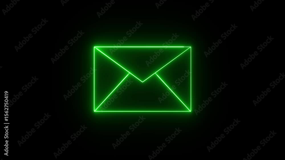 Neon glowing green color message box icon animation text chat box sign symbol. 4k Neon glowing green color message box icon animation text chat box sign symbol. 4k