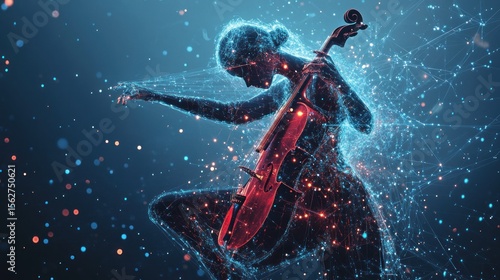 Abstract cello player