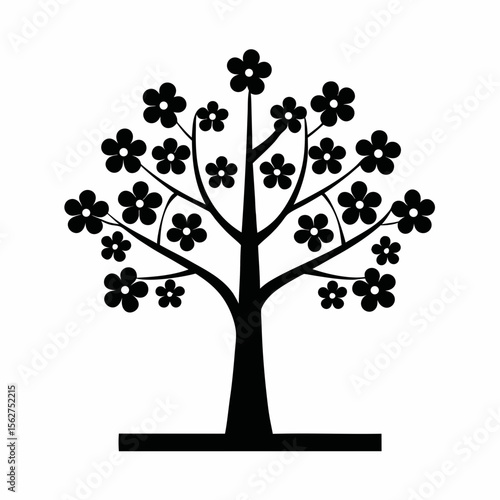 Dogwood Tree vector silhouette illustration isolated on white background