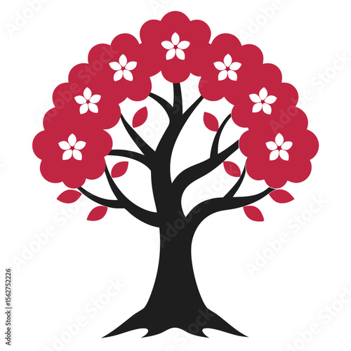 Dogwood Tree vector silhouette illustration isolated on white background