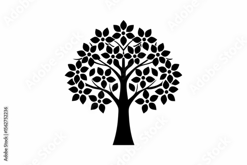 Dogwood Tree vector silhouette illustration isolated on white background