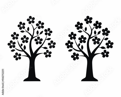 Dogwood Tree vector silhouette illustration isolated on white background