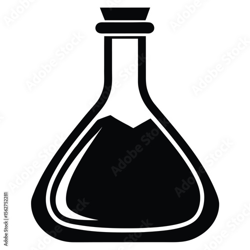 Full Black Silhouette of a Tissue Culture Flask A Vector Illustration
