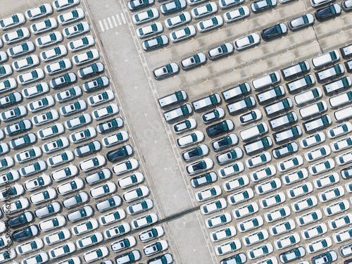 New Car Export Fleet at Port Trading Company Lot