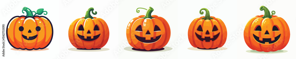Cute Halloween Pumpkin Vector Set – Funny Jack-o’-Lantern Faces Collection Cute Halloween Pumpkin Vector Set – Funny Jack-o’-Lantern Faces Collection