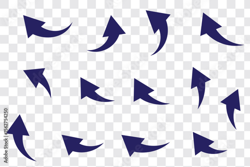 Super set different shape hand drawn arrows. Doodle style curved and squiggly arrows. Illustrations for Web or polygraphy Design. Variety arrows design. 