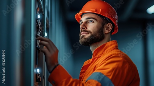 Skilled Technician Working on Control Panel in Industrial Setting