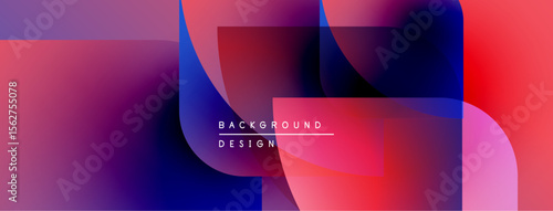 Abstract shapes blend vibrant colors. Pink, purple, blue create dynamic composition. Modern design element for backgrounds.