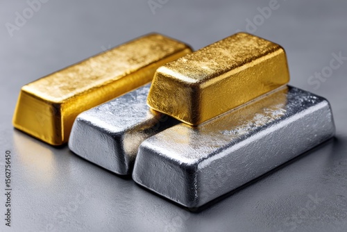 Wallpaper Mural Gold and silver ingots stacked on a gray surface. Torontodigital.ca
