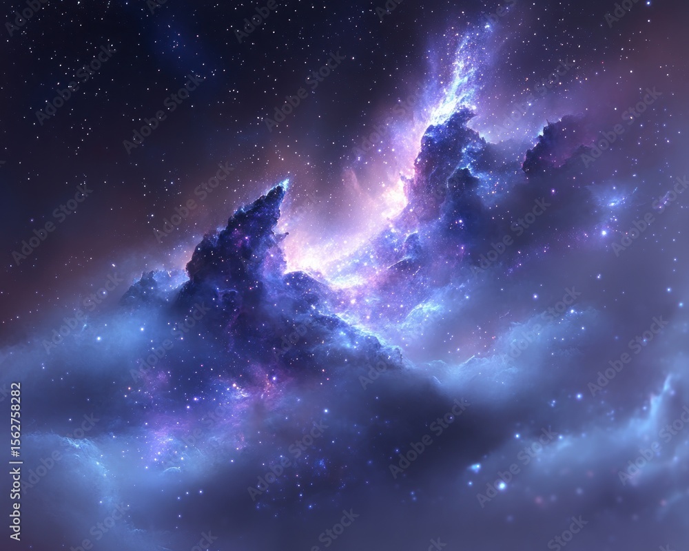 Fototapeta premium Stunning cosmic landscape featuring vibrant nebulae and twinkling stars in space