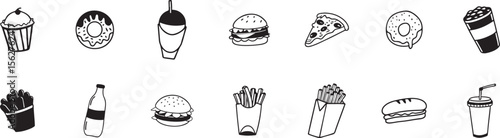 Fast Food Icon Set in Minimal Style