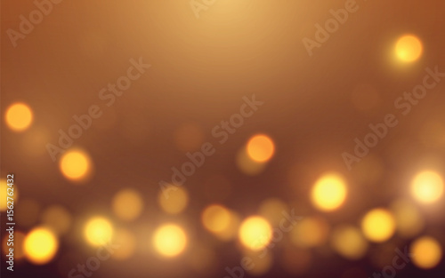 Warm Golden Bokeh Light Background. Soft glowing orbs on a warm brown gradient blur, Background decoration