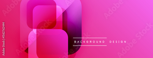 Abstract geometric composition. Vivid pink, purple gradients create layered squares. Modern design element for backgrounds, banners.