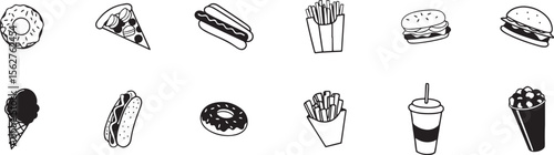 Fast Food Icon Set in Minimal Style