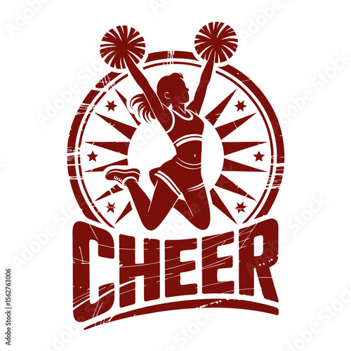Cheeerleader silhouette suitable for sports team graphics, school spirit posters, dance studio logos, or cheering squad Tshirt designs.