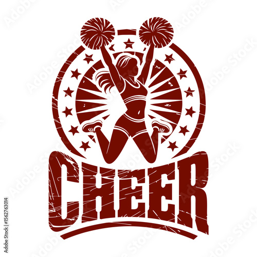 Cheeerleader silhouette suitable for sports team graphics, school spirit posters, dance studio logos, or cheering squad Tshirt designs.