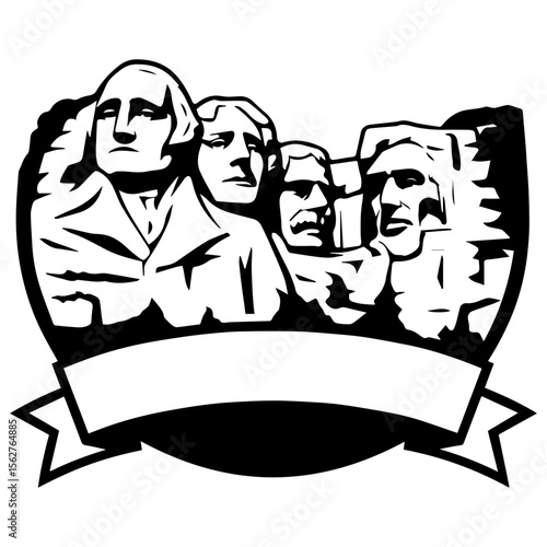 Mount Rushmore iconic presidential monument in South Dakota on transparent background
