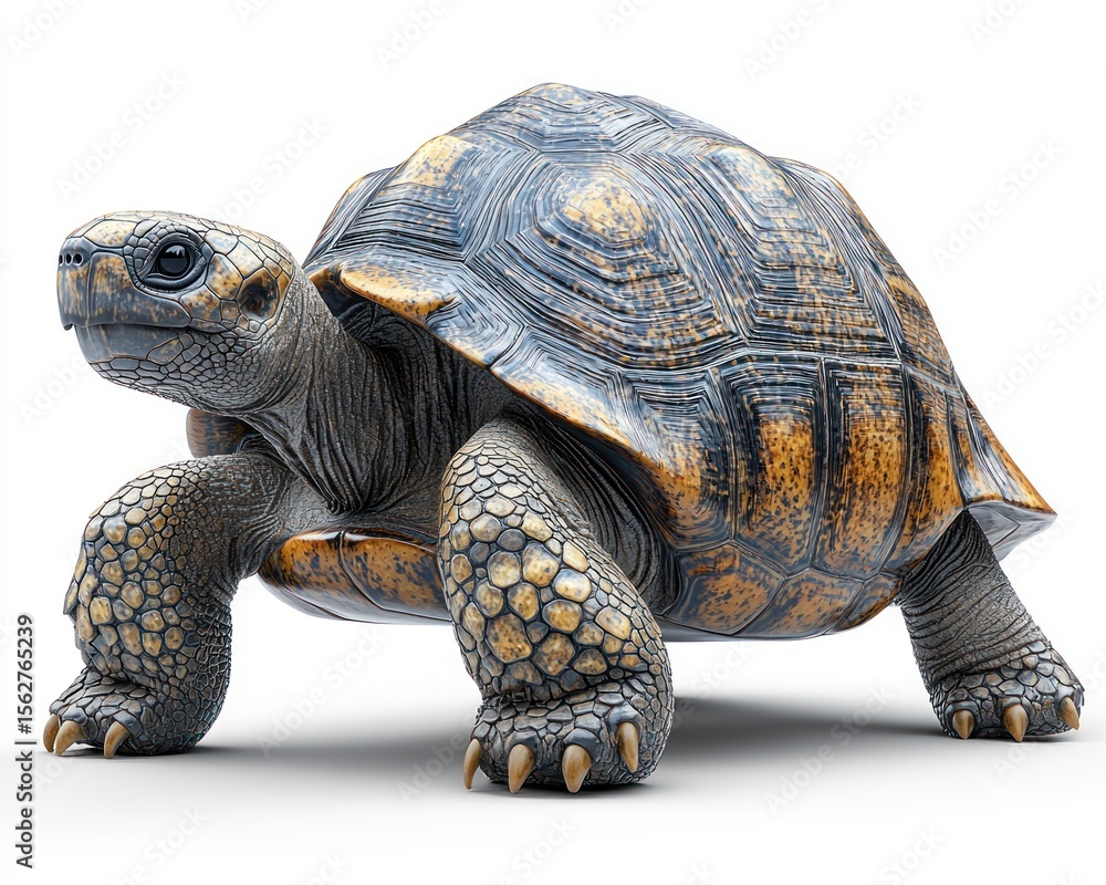 Fototapeta premium Realistic 3D-rendered tortoise showcasing detailed textures and colors