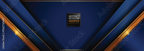 Premium Vector Abstract Gold and Blue Lines, Straight and Diagonal Background, Horizontal Illustration, Digital Marketing, Presentation, Technology Banner, Not Created with AI.